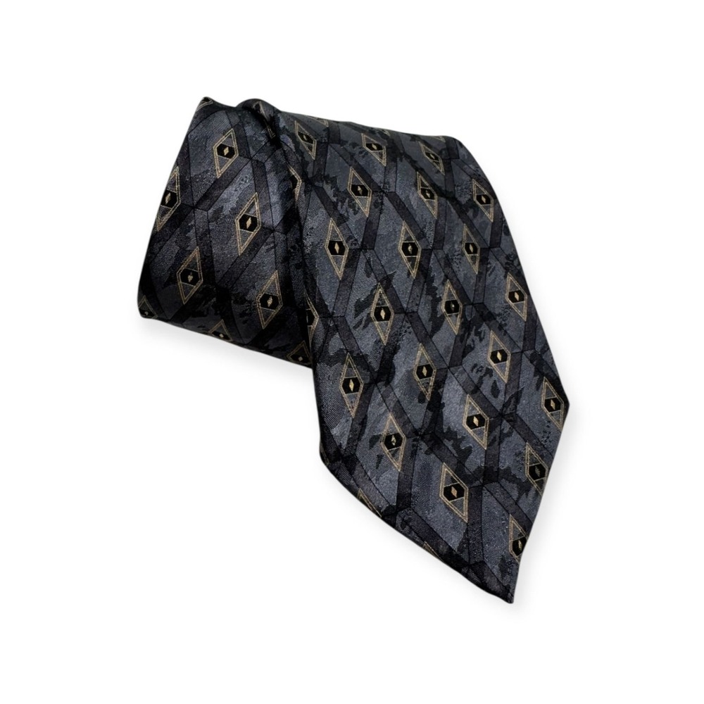 Stafford Necktie Mens OS Navy Blue Geometric Silk Made in Italy Workwear